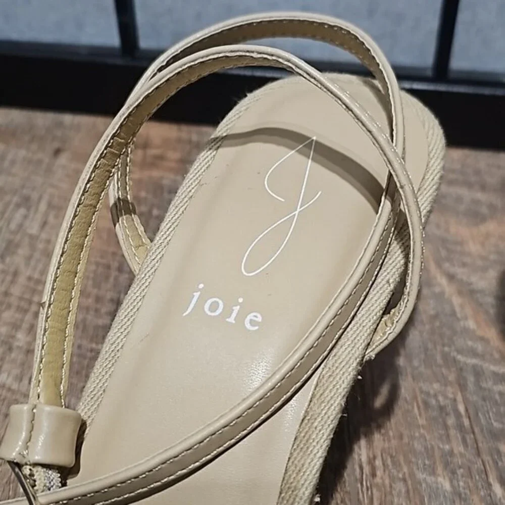 Joie Lila Beige Strappy Wedge Heels Size 9.5